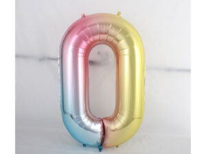 16″ Rainbow 0 Birthday Anniversary Party Foil Number Balloon Helium or Air