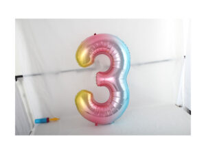 16″ Rainbow 3 Birthday Anniversary Party Foil Number Balloon Helium or Air