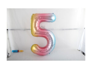 16″ Rainbow 5 Birthday Anniversary Party Foil Number Balloon Helium or Air