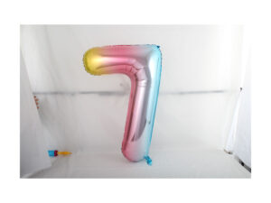 16″ Rainbow 7 Birthday Anniversary Party Foil Number Balloon Helium or Air