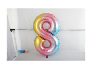 16″ Rainbow 8 Birthday Anniversary Party Foil Number Balloon Helium or Air