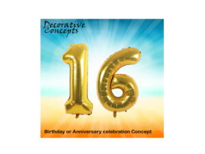 40″ Gold 16th Birthday Foil Balloon Helium or Air