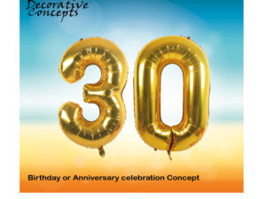 40″ Gold 30th Birthday Party Foil Balloon Helium or Air