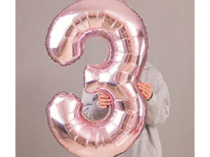 40″ Light Rose Gold 3 Birthday Anniversary Foil Number Balloon Helium or Air