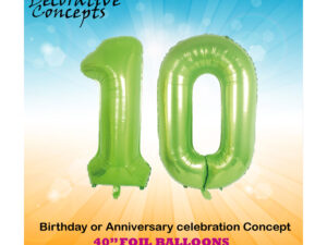 40″ Lime Green 10th Birthday Party Foil Balloon Helium or Air