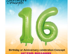 40″ Lime Green 16th Birthday Party Foil Balloon Helium or Air