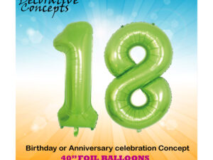 40″ Lime Green 18th Birthday Party Foil Balloon Helium or Air