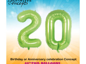 40″ Lime Green 20th Birthday Party Foil Balloon Helium or Air