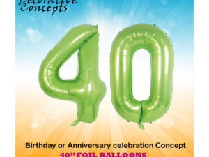 40″ Lime Green 40th Birthday Party Foil Balloon Helium or Air