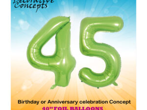 40″ Lime Green 45th Birthday Party Foil Balloon Helium or Air