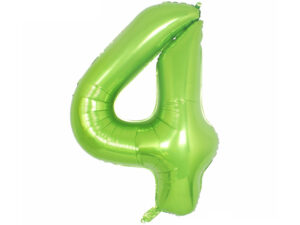 40″ Lime 4 Birthday Anniversary Foil Number Balloon Helium or Air