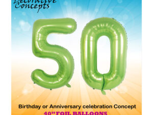 40″ Lime Green 50th Birthday Party Foil Balloon Helium or Air