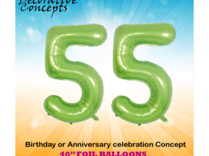 40″ Lime Green 55th Birthday Party Foil Balloon Helium or Air