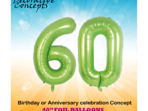 40″ Lime Green 60th Birthday Party Foil Balloon Helium or Air