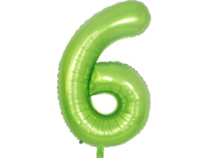 40″ Lime 6 Birthday Anniversary Foil Number Balloon Helium or Air