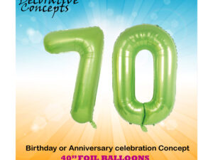 40″ Lime Green 70th Birthday Party Foil Balloon Helium or Air