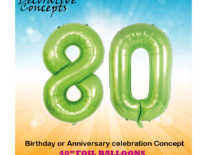 40″ Lime Green 80th Birthday Party Foil Balloon Helium or Air