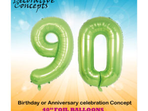 40″ Lime Green 90th Birthday Party Foil Balloon Helium or Air