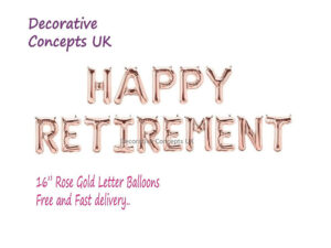 16″ Rose Gold Happy Retirement Balloon Banner Kit Air Fill Only