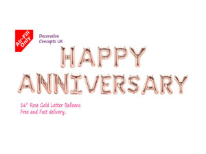 16″ Rose Gold Happy Anniversary Balloon Banner Kit Air Fill Only