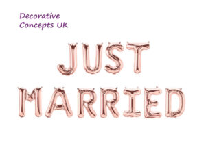 16″ Rose Gold Just Married Balloon Banner Kit Air Fill Only